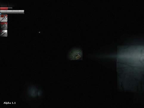 Darkwood preview game review immersed in complete darkness, emphasizing the game's ominous atmosphere.