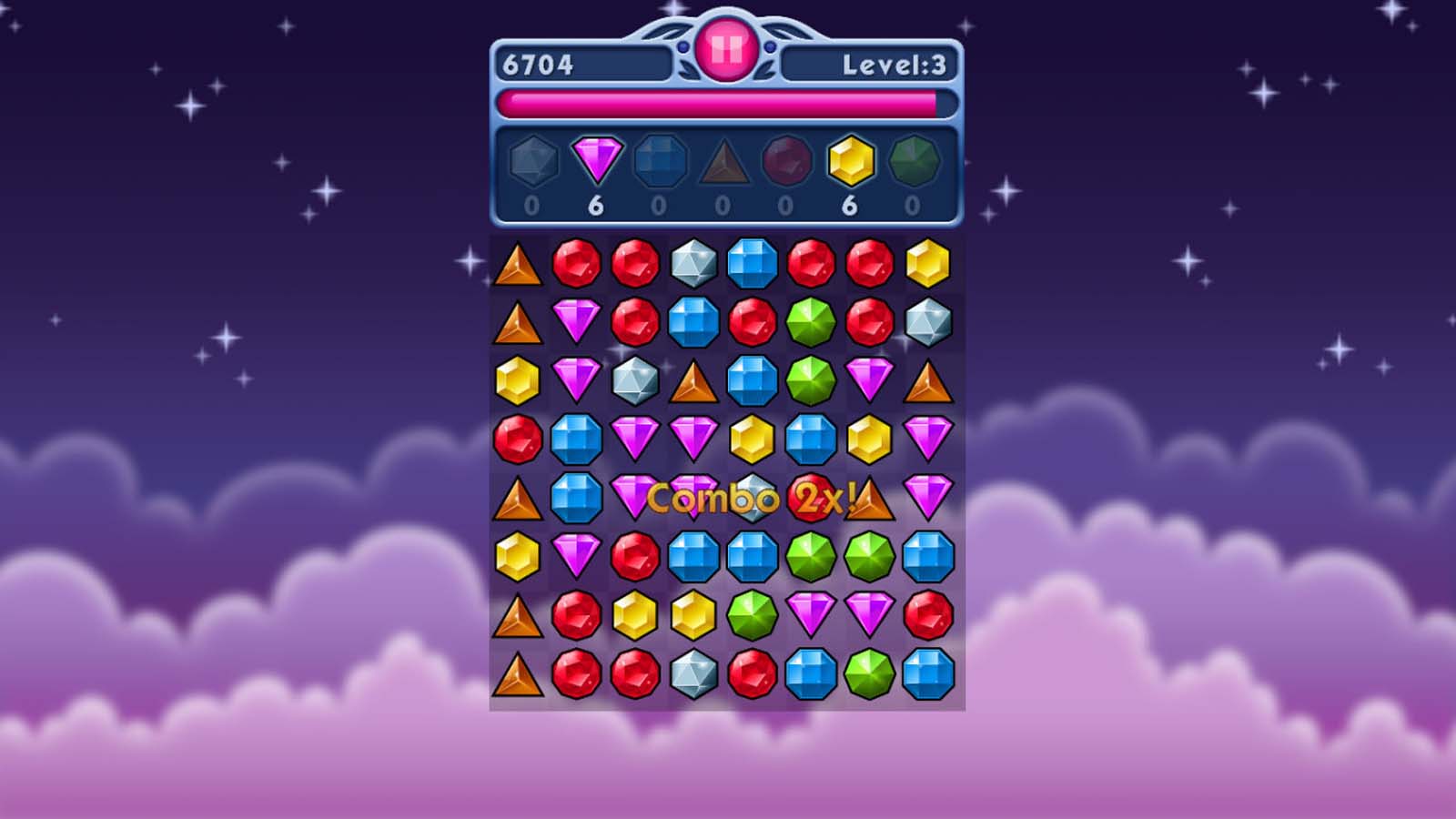 you advance to the next level when you match the required number of jewels as it's shown in the upper part of the screen.