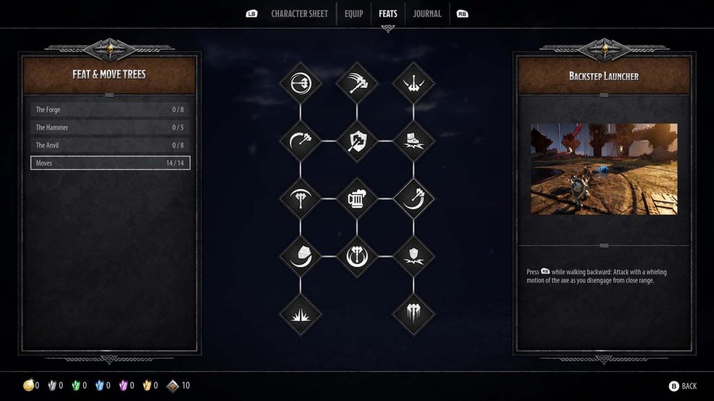 Dungeons & Dragons: Dark Alliance skill tree screen showing character-specific upgrades, passive abilities, and unlock paths.