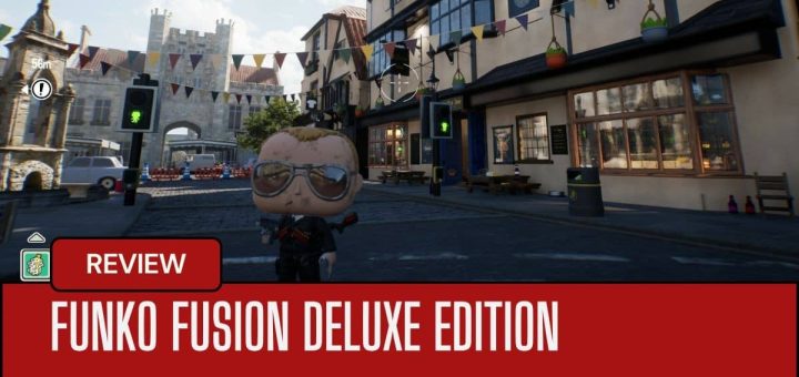 PC Angel stands armed outside the Crown Pub in Funko Fusion Deluxe Edition, capturing the game’s stylized action tone.