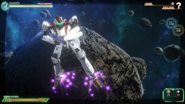 Macross Shooting Insight game review image: A detailed view of the in-game controls and settings menu.