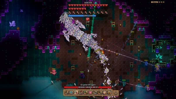 Hero battling dragon in mystical forest