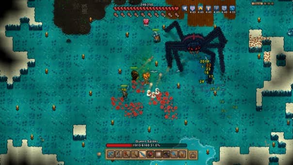 Boss battle in a dark, eerie dungeon