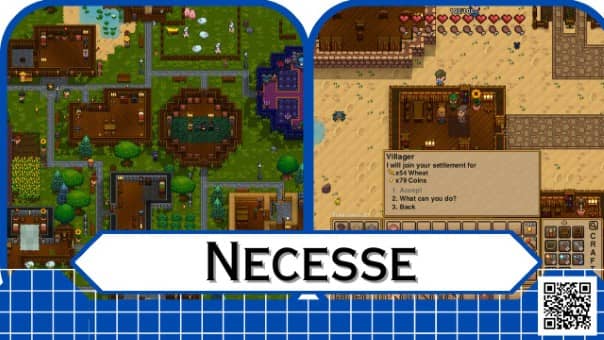 Collage of two in-game images with the game's title