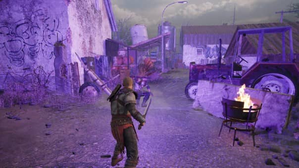 Action-packed scene from Sancticide: Ezechiel using 'Purple' powers against foes.