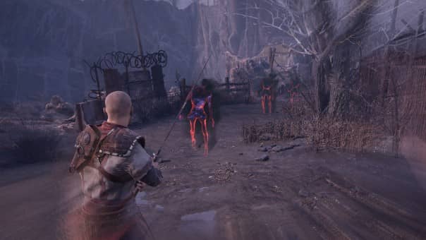 Screenshot from Sancticide: Ezechiel battles enemies with divine powers in the End Times.