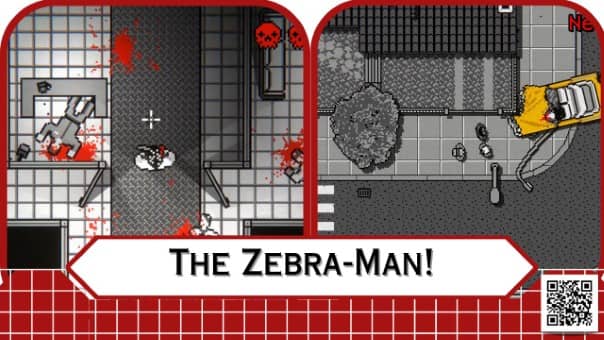 Two in-game images from The Zebra-Man! with game title displayed