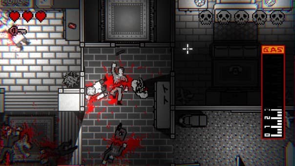 The Zebra-Man! main character fighting enemies in a pixelated top-down view