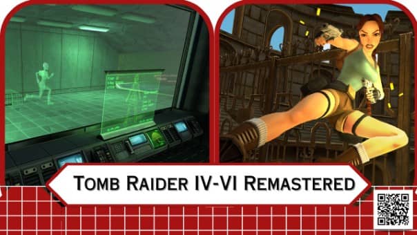 Tomb Raider IV-VI Remastered Review title image showing off the x ray and fly kicking Lara