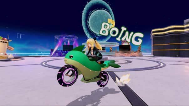 Neptunia Riders engaging in intense combat with Dogoos