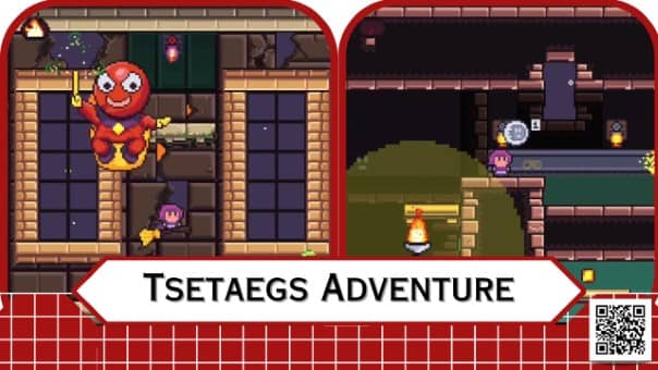 Two in-game images from Tsetaeg's Adventure with the game's title displayed prominently.