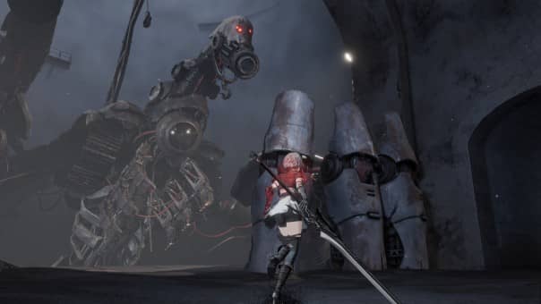 AI Limit Review character facing a colossal enemy blocking their path in a visually striking anime-inspired world.