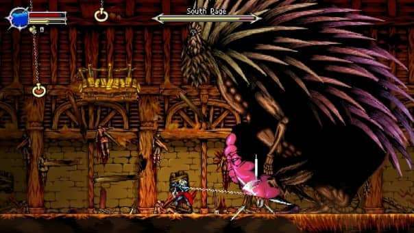 A character battles a massive, screen-filling mutated porcupine boss in Beyond the Ice Palace 2 review.