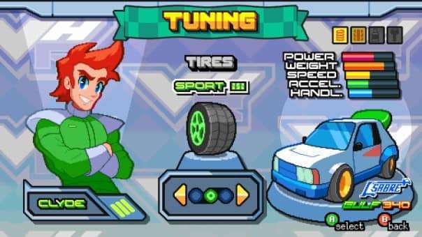 A variety of car upgrades and customization options displayed in-game in game name review.