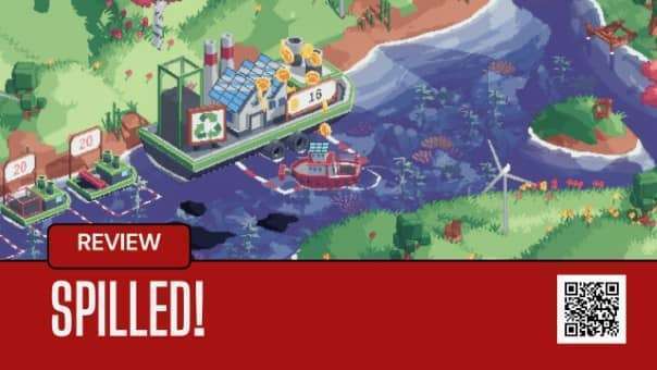 Spilled! review main image featuring the ship in vibrant polluted waters, highlighting eco-themed gameplay and stunning visuals.