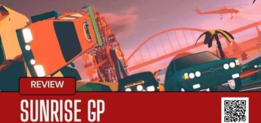 The main image for Sunrise GP review, showing an action-packed racing scene that highlights the game's vibrant visuals and gameplay.