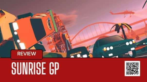 The main image for Sunrise GP review, showing an action-packed racing scene that highlights the game's vibrant visuals and gameplay.