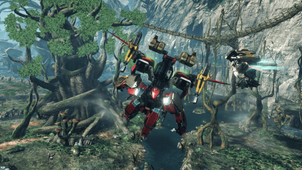 Xenoblade Chronicles X Definitive Edition review showcasing a group of Skells flying through a vast open-world sky.