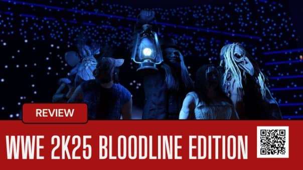 Official WWE 2K25 Bloodline Edition review image showcasing key visuals, gameplay details, and new features of the latest WWE game.