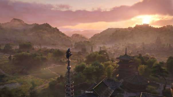 Assassin’s Creed: Shadows review – A high-angle perspective revealing vast landscapes and strategic vantage points.