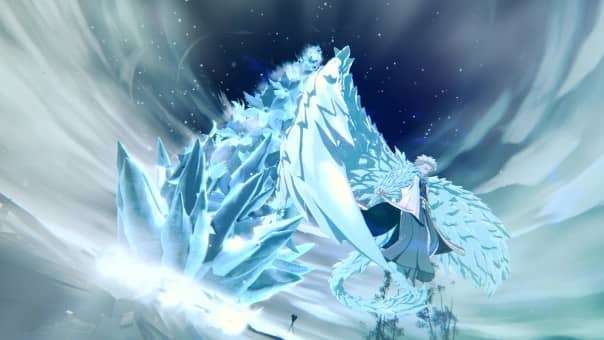 Bleach Rebirth of Souls Review showcases a massive ice attack, freezing the battlefield in a dazzling display of elemental power.