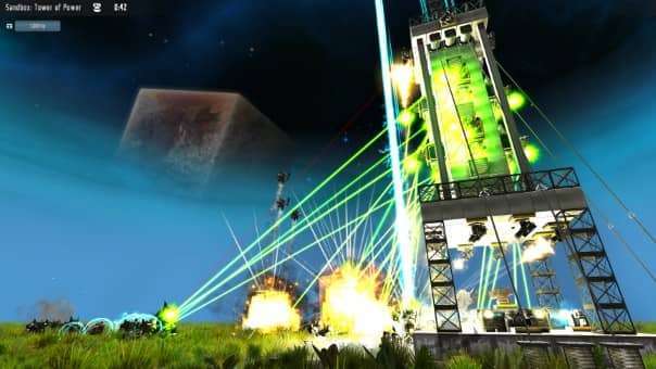 Block Fortress 2 Review" epic battle with laser firefights and explosive combat, showcasing strategic defense and high-intensity action.