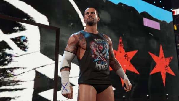 CM Punk in WWE 2K25 Bloodline Edition review, showcasing his character model, in-ring presence, and gameplay details from the latest WWE game.
