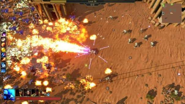 Driveloop: Survivors game review – a massive enemy horde storms in from the southwest, engulfing the desert in relentless combat.