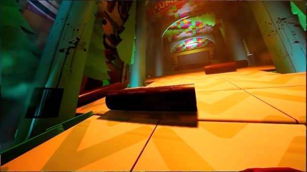 Finding Frankie review – treacherous ramp with rolling logs, highlighting fast-paced platforming and environmental hazards.