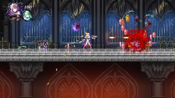 Enemy exploding into coins in Gal Guardians: Servants of the Dark Review, showcasing combat mechanics and rewarding loot drops
