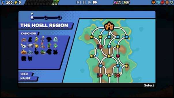 Kādomon: Hyper Auto Battlers review – A strategic run map showcasing player progression, key locations, and dynamic path choices in the game.