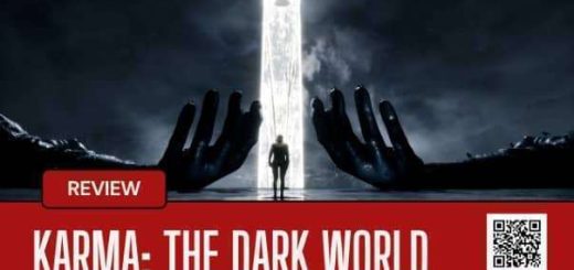 Karma: The Dark World Review main image featuring intense dystopian visuals and psychological thriller elements, setting the tone for the game.