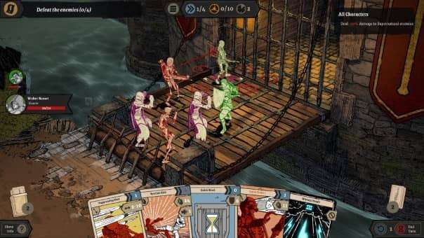 Knights in Tight Spaces Review - An intense fight unfolding outside a grand castle, showcasing tactical combat.