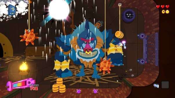 Seafrog Review – An intense showdown against a massive monkey boss, testing players’ skills in this action-packed skateboarding platformer.