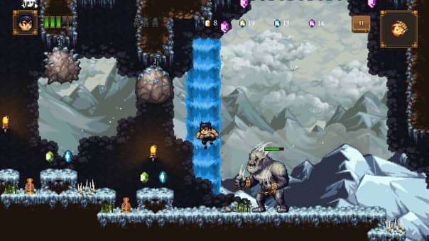 Shadow of the Orient Review – An intense showdown in a snow cave as the protagonist fights a ferocious yeti in this thrilling action-platformer.