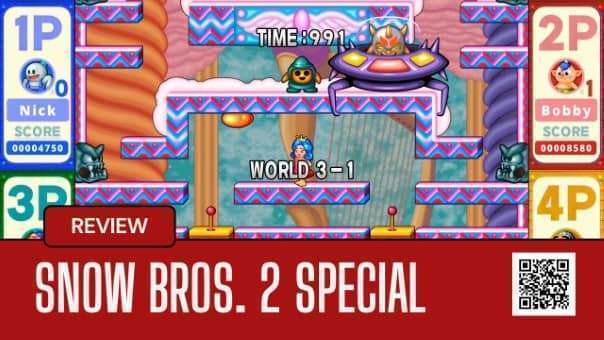 Snow Bros. 2 Special Review – Cover art showcasing the arcade classic’s updated visuals and nostalgic gameplay.