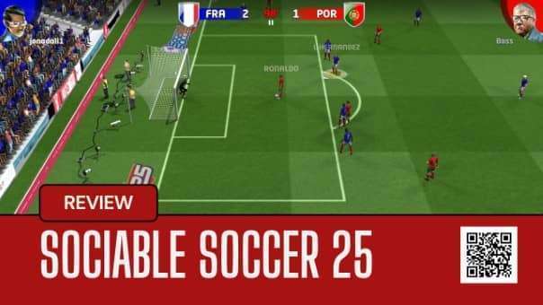 Sociable Soccer 25 Review - A fast-paced football game featuring career mode, online play, official player cards, and customizable teams.