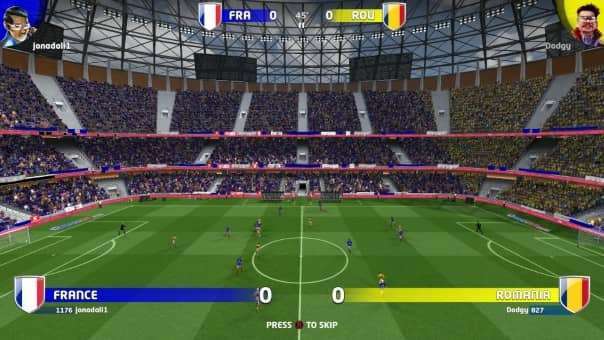 Sociable Soccer 25 Review - The opening graphic reveals a packed stadium, setting the stage for fast-paced football action.