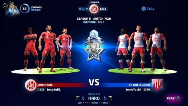 Sociable Soccer 25 Review - Two teams battle in fast-paced football action, featuring official player cards and dynamic game modes.