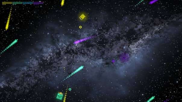 Shmup-style multiplayer game type in Squarena Review, showcasing fast-paced shooting mechanics and dynamic arena action.