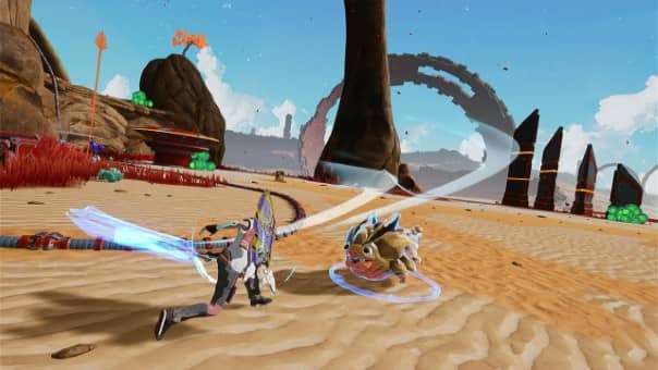 Star Overdrive Review Nintendo Switch OLED – Intense combat sequence featuring hack-and-slash action, enemy encounters, and dynamic movement.