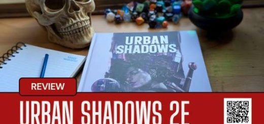 Urban Shadows 2e game review – Cover art showcasing the dark, political intrigue of this urban fantasy tabletop RPG.