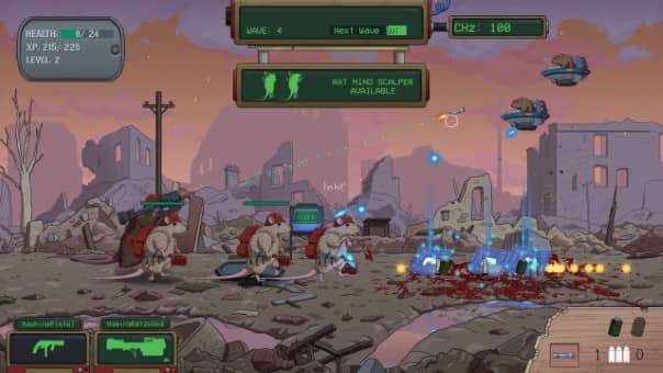 Gunfights in a decimated townscape from the War Rats: The Rat em Up review showcasing intense action and urban chaos.
