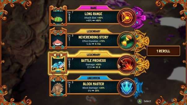 Wildkeepers Rising Review – Upgrade screen showcasing powerful ability choices after leveling up, shaping gameplay and combat strategy.