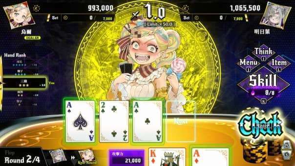 All in Abyss: Judge the Fake Review – A victorious poker hand as the dealer reacts with a comically stunned expression after losing.