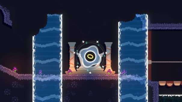 Stepping into the level portal in the hub, as shown in the Aureole Wings of Hope review, unveiling the next adventure.