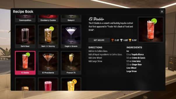 A detailed recipe menu from the Bartender Hustle review, showcasing various mixology instructions.