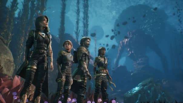 Clair Obscur: Expedition 33 review – A group gazes over the stunning Belle Époque-inspired world, reflecting the game's immersive storytelling and atmosphere.