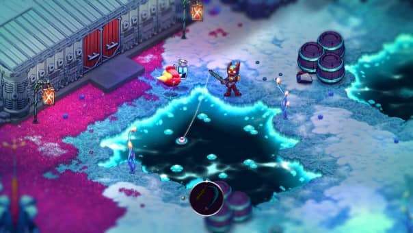 The main character fishing in Crashlands 2, as featured in our review.