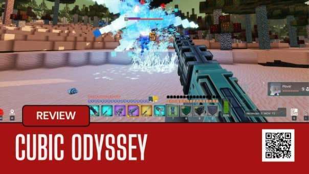 /A dynamic shot from the Cubic Odyssey review, highlighting the game’s voxel world and survival mechanics.